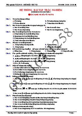 Hệ thống bài tập trắc nghiệm Chương I môn Đại số Lớp 10